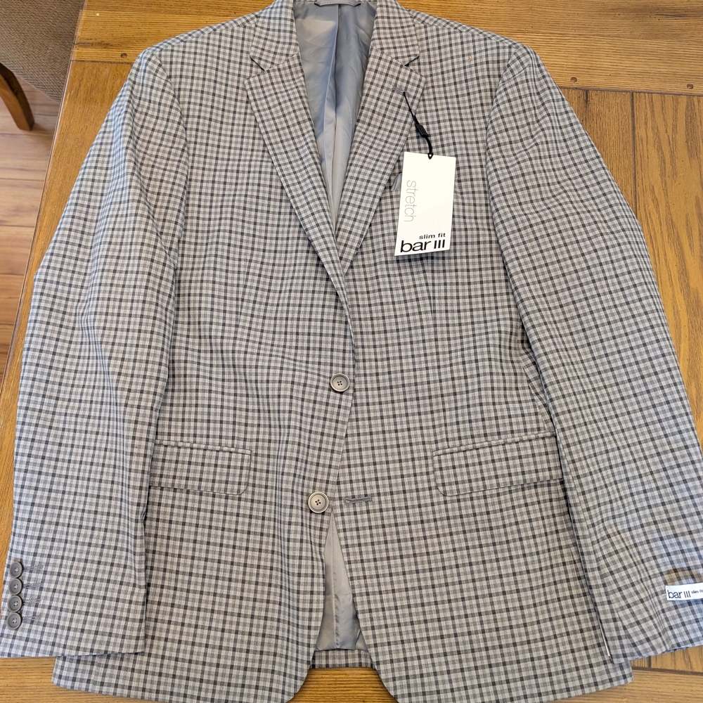 Bar III Gray Checkered Blazer